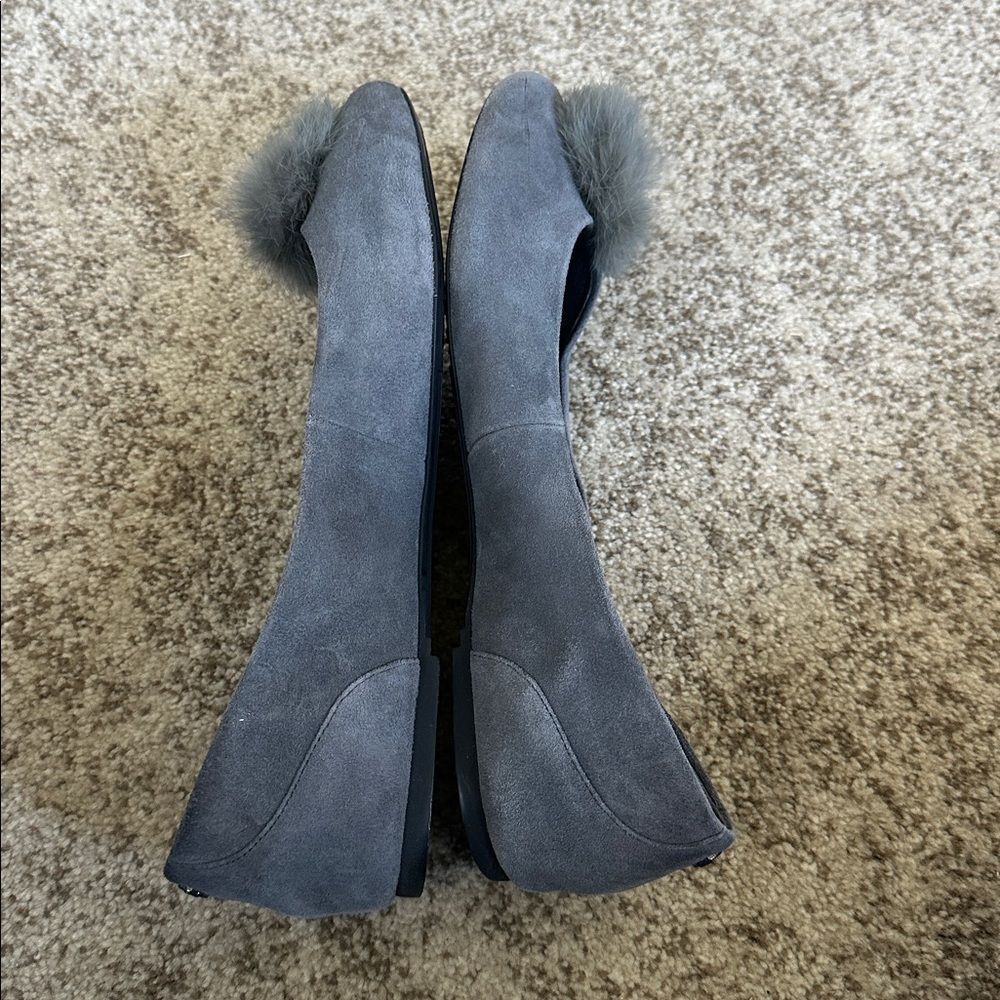 MICHAEL Michael Kors Remi Rabbit Fur Pom Suede Ballet Flat 8.5 - Picture 7 of 9